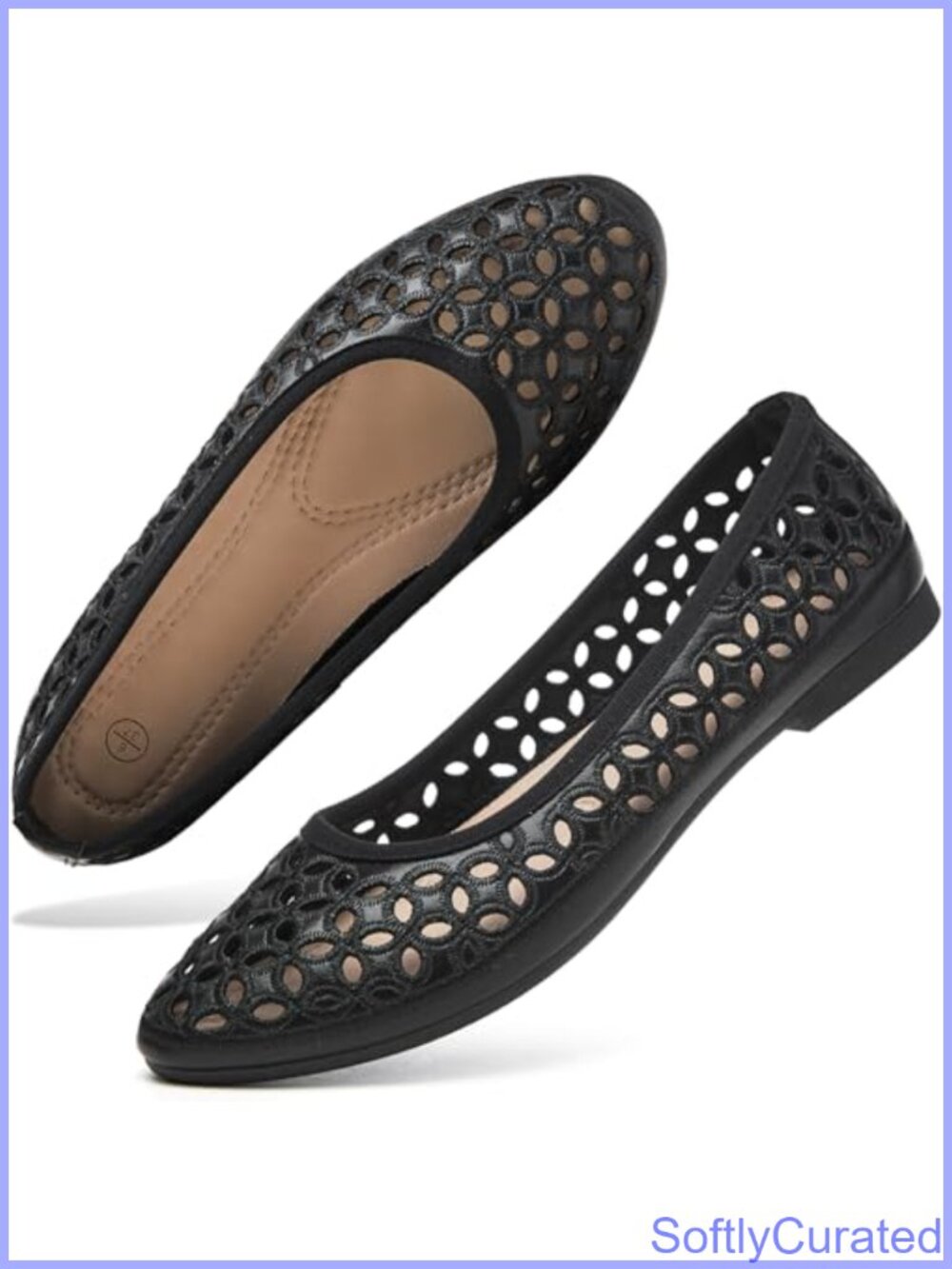 Laser-Cut Ballet Flats Slip-On Loafers Faux Leather Women's Dress Shoes